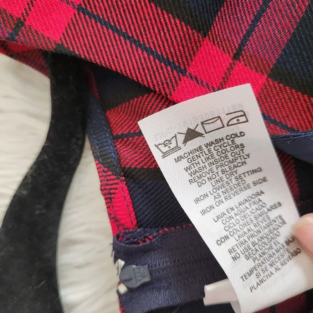 Bonnie Jean Girls Sleeveless Dress Red Blue Tartan Plaid Size 8 Christmas Formal